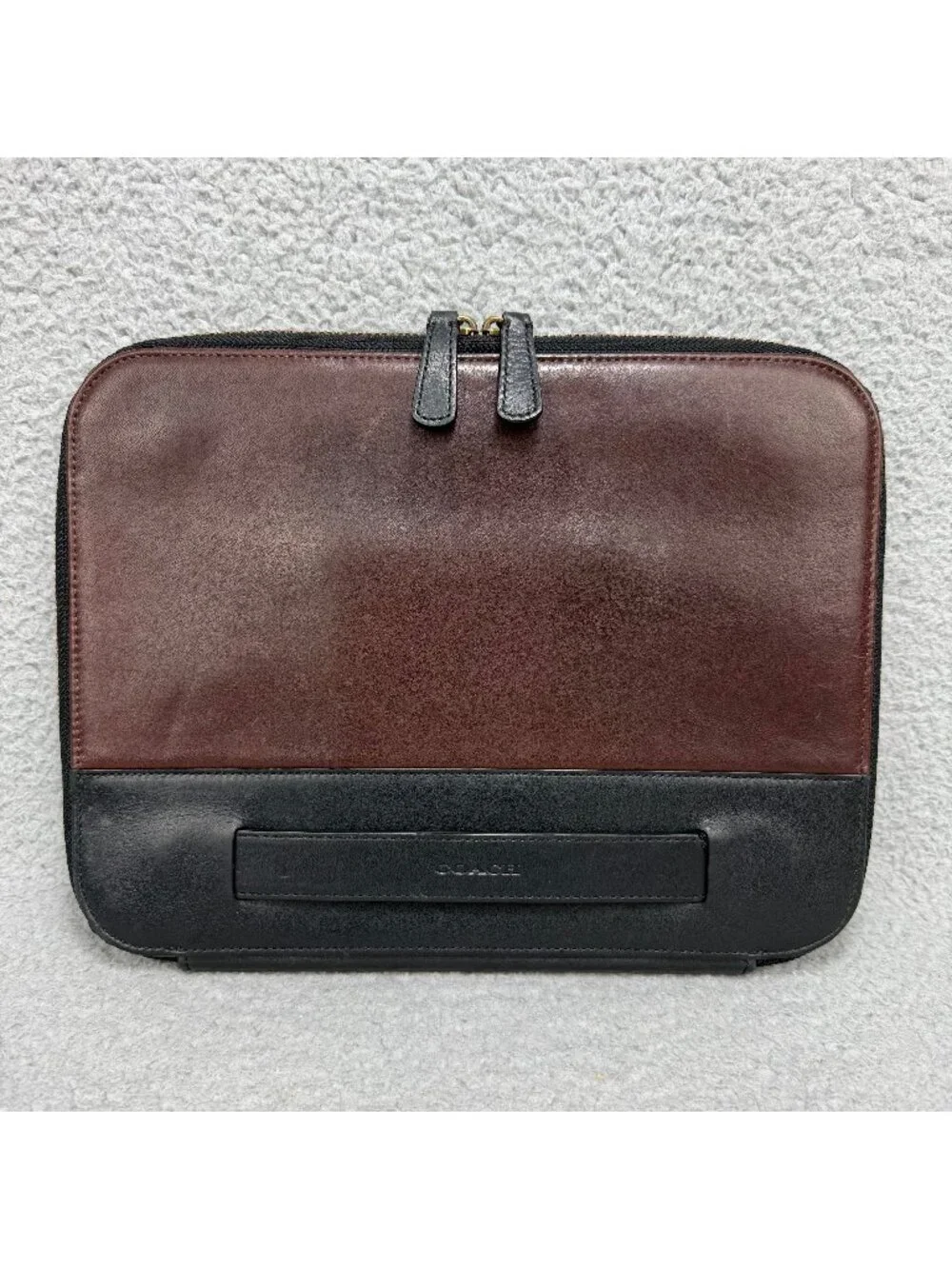 Coach Portfolio Organizer Brown Black Bi-Fold Zip Around Leather Planner Vintage